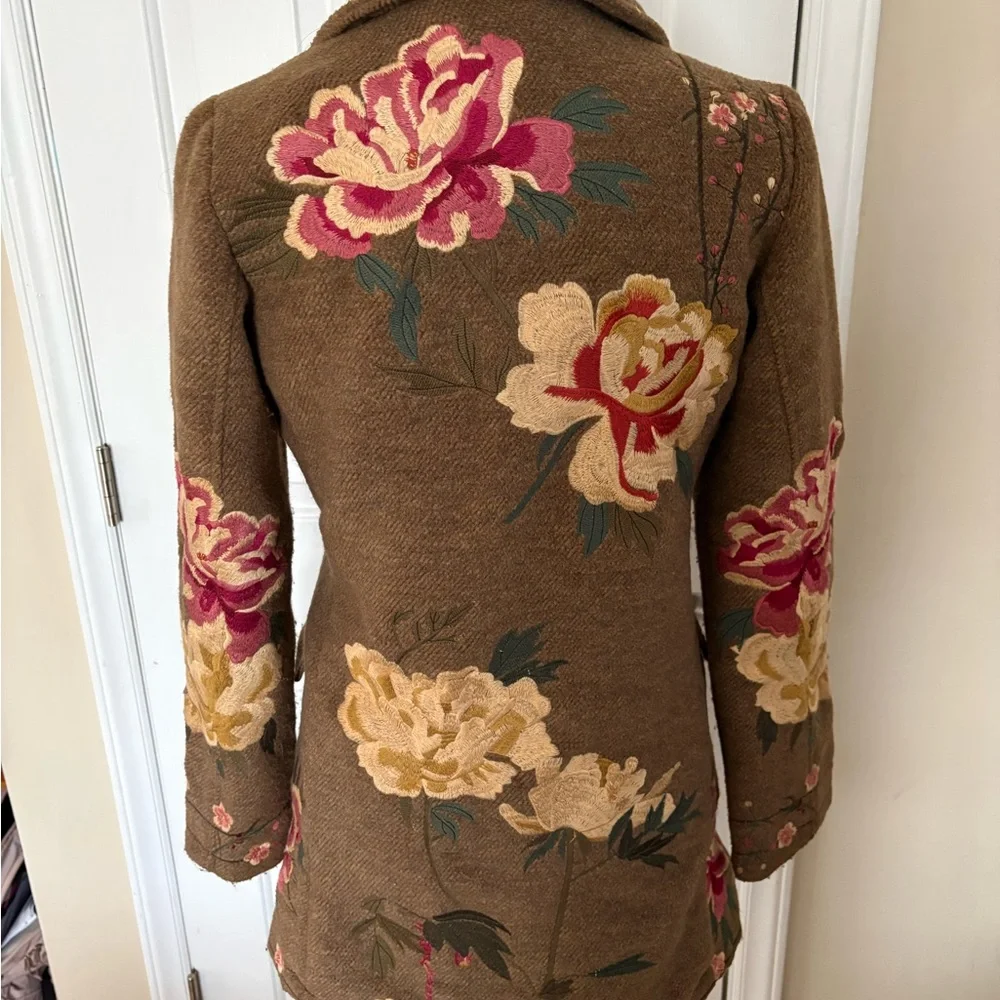 100% Wool Bohemian embroidery cottagecore coat - Picture 9 of 14
